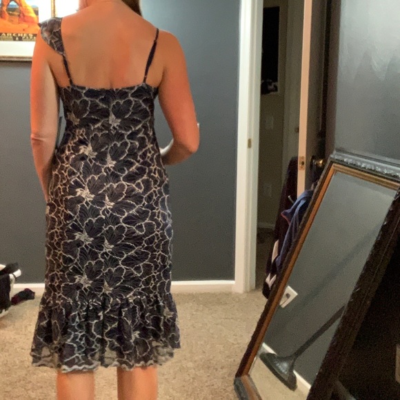 New with tags lulus fleur allured navy blue floral dress small mermaid - Picture 5 of 6